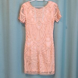 EUC Pink & silver beaded mini dress